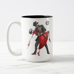 Caneca De Café Em Dois Tons Dança de esqueletos góticos