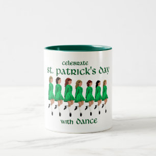 Caneca De Café Em Dois Tons Dança de Passo Irlandesa Celebra o Dia de São Patr