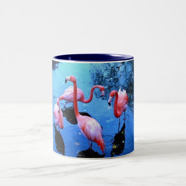 Caneca De Café Em Dois Tons Dança dos flamingos (Centro)