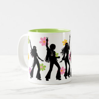 Caneca De Café Em Dois Tons Dança Hippie Flower Power dos Anos 60