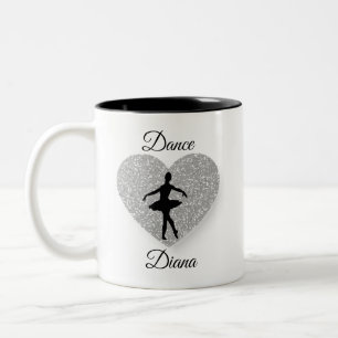 Caneca De Café Em Dois Tons Dança personalizada, Dance Sparkle Heart Sparkle e