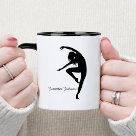 Caneca De Café Em Dois Tons Dança Silhouette Moderna
