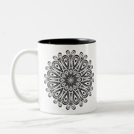 Caneca De Café Em Dois Tons Dançando Mandala