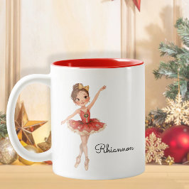 Caneca De Café Em Dois Tons Dançarina Balé de Natal
