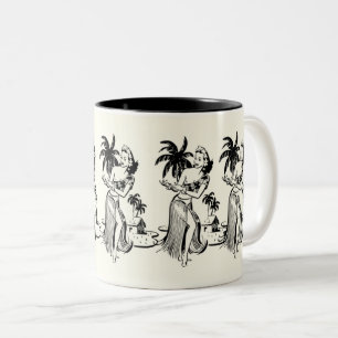 Caneca De Café Em Dois Tons Dançarina Havaiana: Entusiastas da Cultura Islande