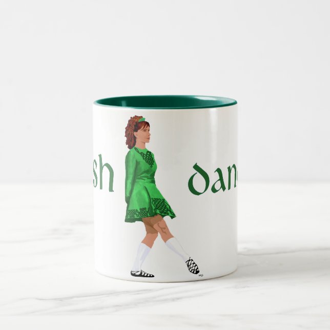 Caneca De Café Em Dois Tons Dançarino de Step Irlandês - Sapato Macio - Verde (Centro)