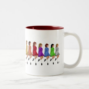 Caneca De Café Em Dois Tons Dançarinos Irlandeses - Linha de Dançarinos Arco-í