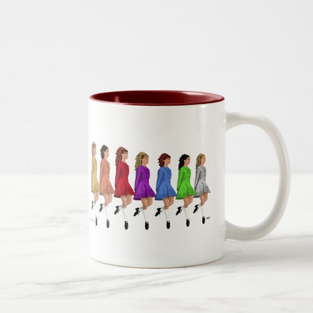Caneca De Café Em Dois Tons Dançarinos Irlandeses - Linha de Dançarinos Arco-í (Direita)