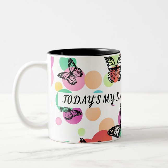 Caneca De Café Em Dois Tons Dance butterflies Garden (Esquerda)