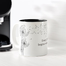 Caneca De Café Em Dois Tons Dandelion Gráfico de Cotação Inspiradora