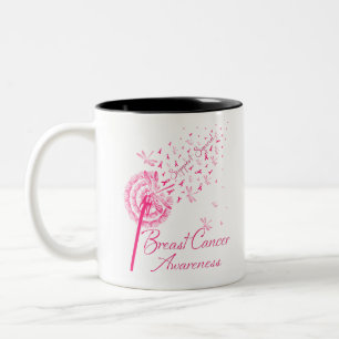 Caneca De Café Em Dois Tons Dandelion Warrior Suporta Cancer da Mama na Esquad