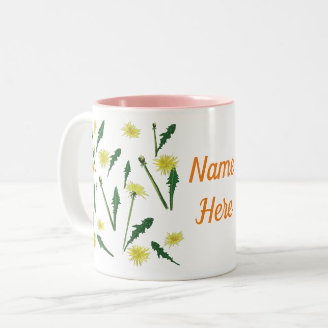 Caneca De Café Em Dois Tons Dandelions Primavera art (Frente Esquerda)