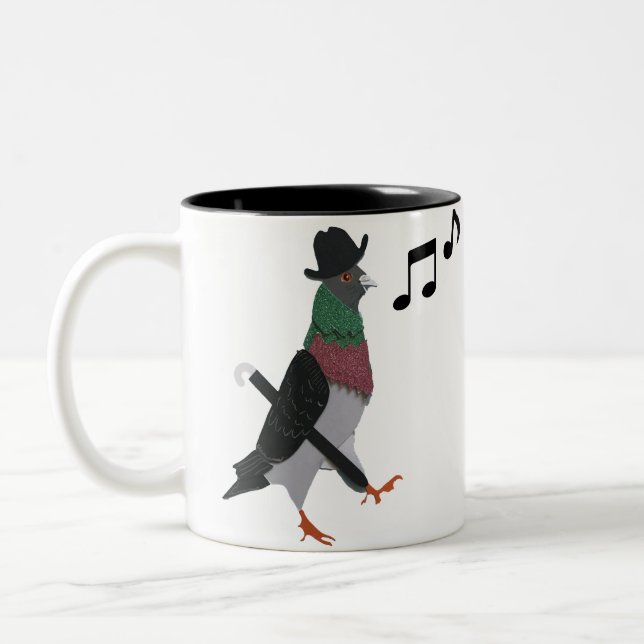 Caneca De Café Em Dois Tons Dapper Pigeon Editable Padre Day (Esquerda)