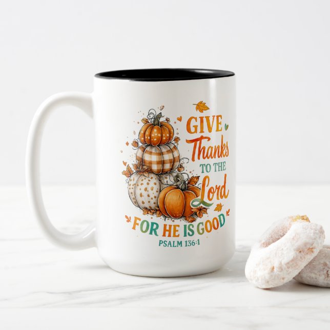 Caneca De Café Em Dois Tons Dar Obrigados para... (Com Donut)