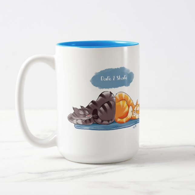 Caneca De Café Em Dois Tons DARE 2 SHARE CATS de Jeff Willis Art (Esquerda)