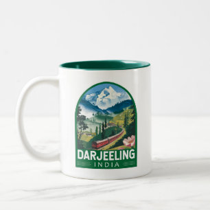 Caneca De Café Em Dois Tons Darjeeling India Viagem Art Emblem