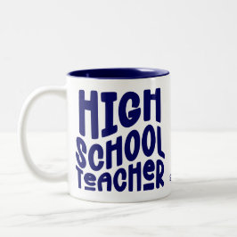 Caneca De Café Em Dois Tons Dark Blue High School Teacher 