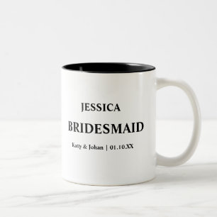 Caneca De Café Em Dois Tons Data de Casamento Personalizado e Nomes Bridesmaid