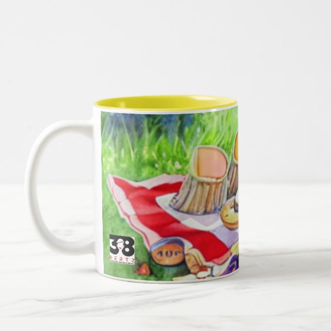Caneca De Café Em Dois Tons Data do Picnic de Watercolor (Esquerda)