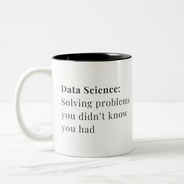 Caneca De Café Em Dois Tons Data Science Mug - Resolvendo problemas (Esquerda)