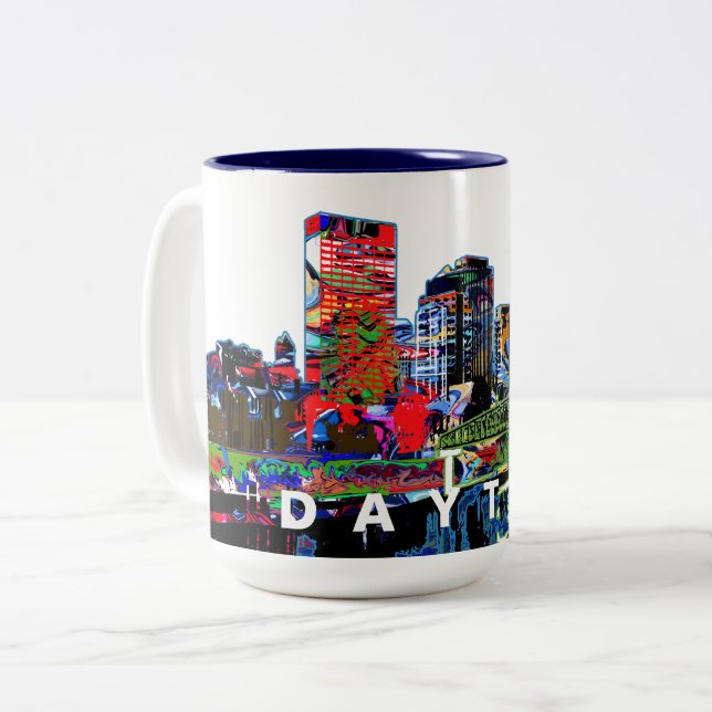 Caneca De Café Em Dois Tons Dayton, Ohio em grafite (Frente Esquerda)