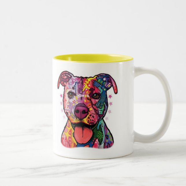 Caneca De Café Em Dois Tons Dazzle Pitbull Mug (Direita)