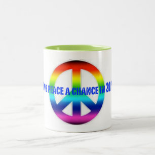 Caneca De Café Em Dois Tons Dê a paz um o copo da possibilidade em 2016