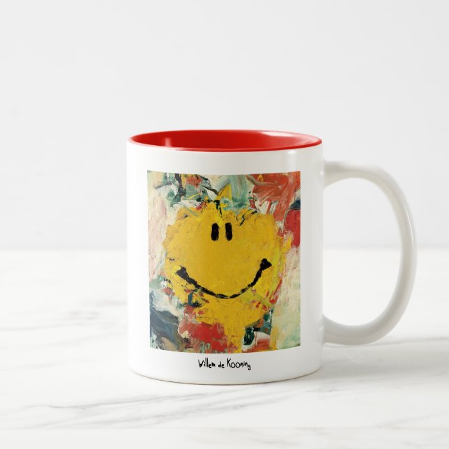Caneca De Café Em Dois Tons de kooning feliz face mug (Direita)