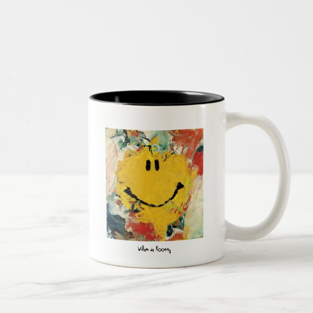 Caneca De Café Em Dois Tons de kooning feliz face mug (Direita)