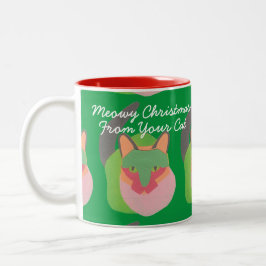 Caneca De Café Em Dois Tons De "o Natal Meowy de seu gato" personalizou o