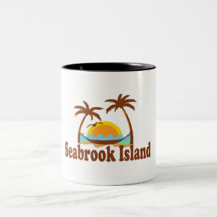 Caneca De Café Em Dois Tons De palmeiras da ilha de Seabrook de "design Sun e"