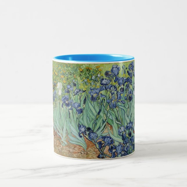 Caneca De Café Em Dois Tons De Van Gogh vida ainda: Vaso com íris (Centro)