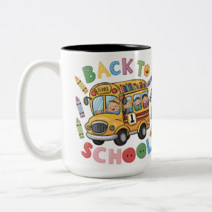 Caneca De Café Em Dois Tons De volta à escola: Pronto para um Novo Adventur