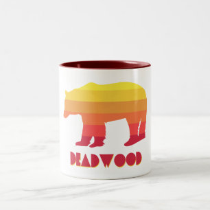 Caneca De Café Em Dois Tons Deadwood South Dakota Urso Arco-íris