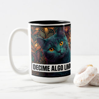 Caneca De Café Em Dois Tons Decime Algo Lindo Funny Cat Mug - High Contrast Ne