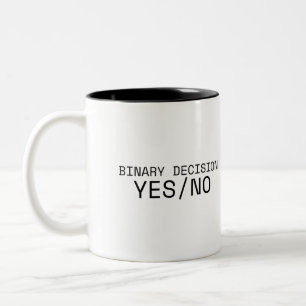 Caneca De Café Em Dois Tons Decisão Binária Sim Não Minimalista