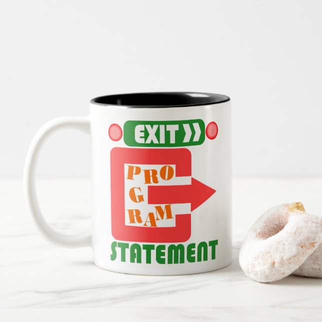 Caneca De Café Em Dois Tons Declaração de Saída de Programa Cobol  (Com Donut)