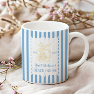 Caneca De Café Em Dois Tons Deco da Casa de Praia de Lemon da Família Personal