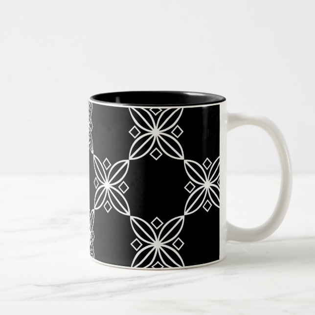 Caneca De Café Em Dois Tons Deco De Arte Moderna Preta E Branca (Direita)