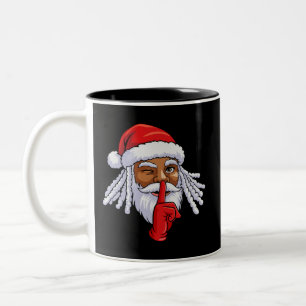 Caneca De Café Em Dois Tons Decoração de festa de Natal do Papai Noel afro-ame