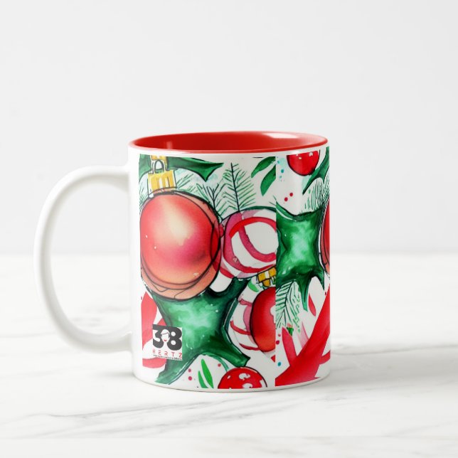 Caneca De Café Em Dois Tons Decoração de Natal (Esquerda)
