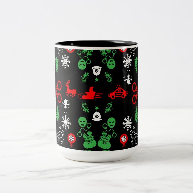 Caneca De Café Em Dois Tons Decoração de Natal da Polícia (Centro)