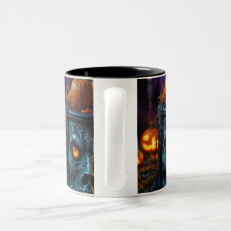 Caneca De Café Em Dois Tons Decoração do crânio do Halloween impressa