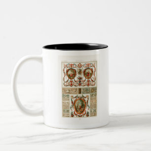 Caneca De Café Em Dois Tons Decoração do padrão do século XVIII
