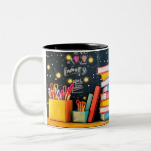 Caneca De Café Em Dois Tons Decoração temática educacional de volta às aulas c