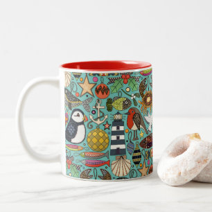 Caneca De Café Em Dois Tons decorações de natal costeiras carbis azul