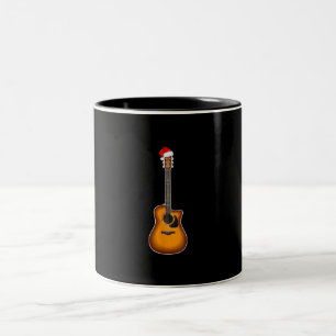 Caneca De Café Em Dois Tons Decorações de Natal do Guitar Santa Hat