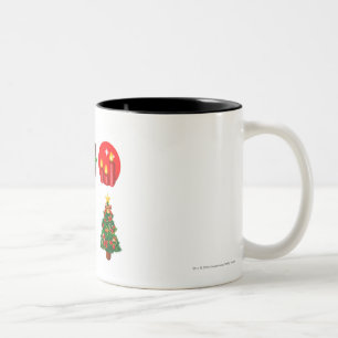 Caneca De Café Em Dois Tons Decorações do Natal contra o fundo branco