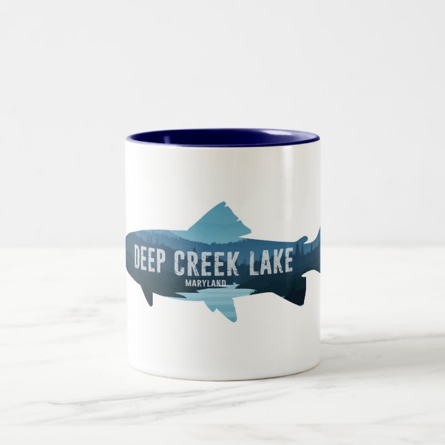 Caneca De Café Em Dois Tons Deep Creek Lake Maryland Fish (Centro)
