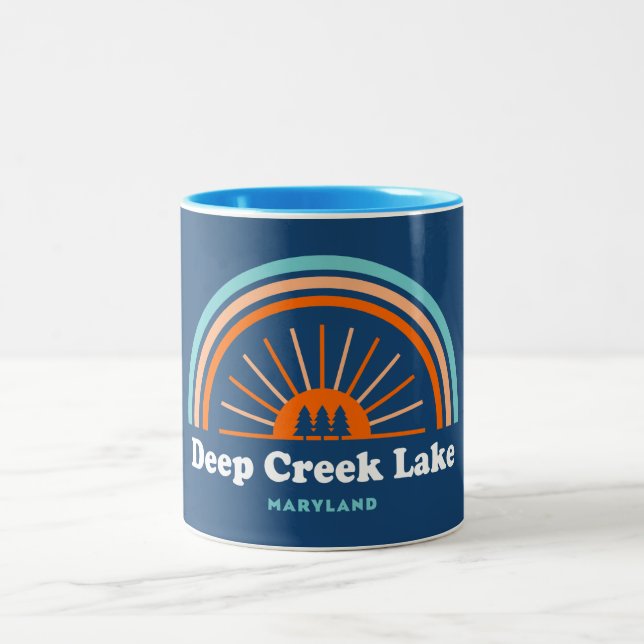 Caneca De Café Em Dois Tons Deep Creek Lake Maryland Rainbow (Centro)